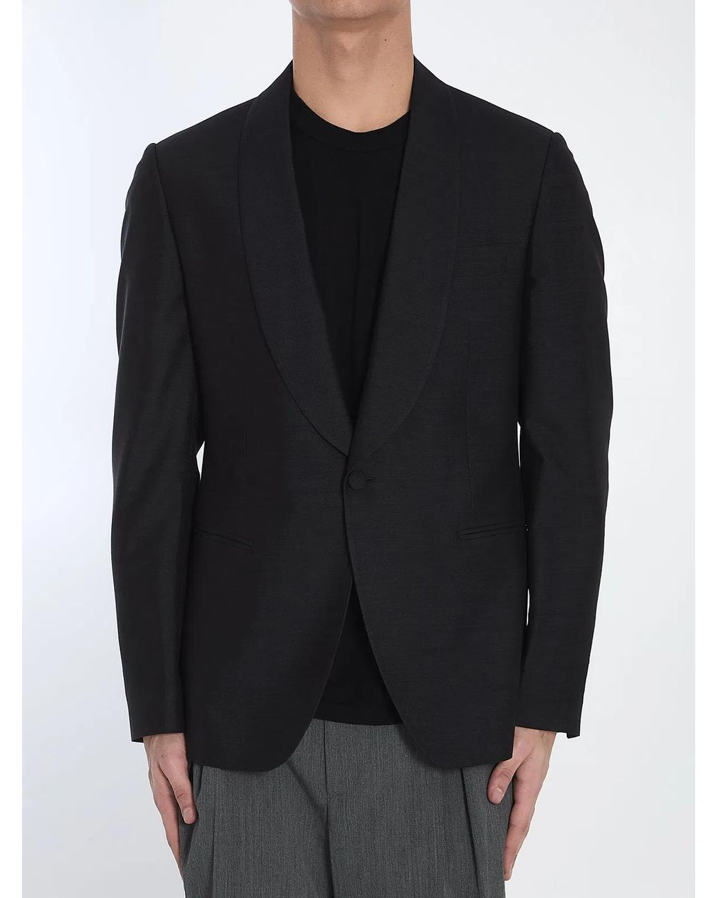 Lardini Black Silk Single-Breasted Jacket for men