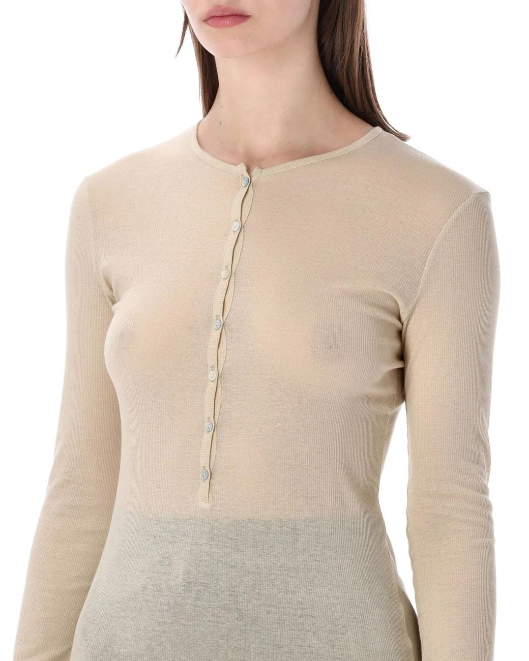 Soeur Natural Isabella Long-Sleeve Sheer Cotton Top