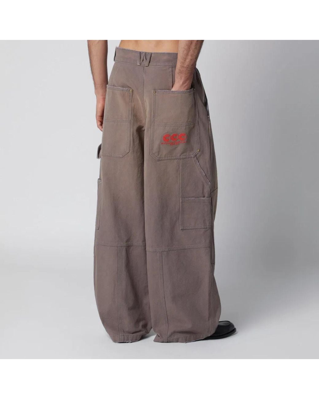 Willy Chavarria Brown Graphite Double Knee Trousers With Vintage Effect for men