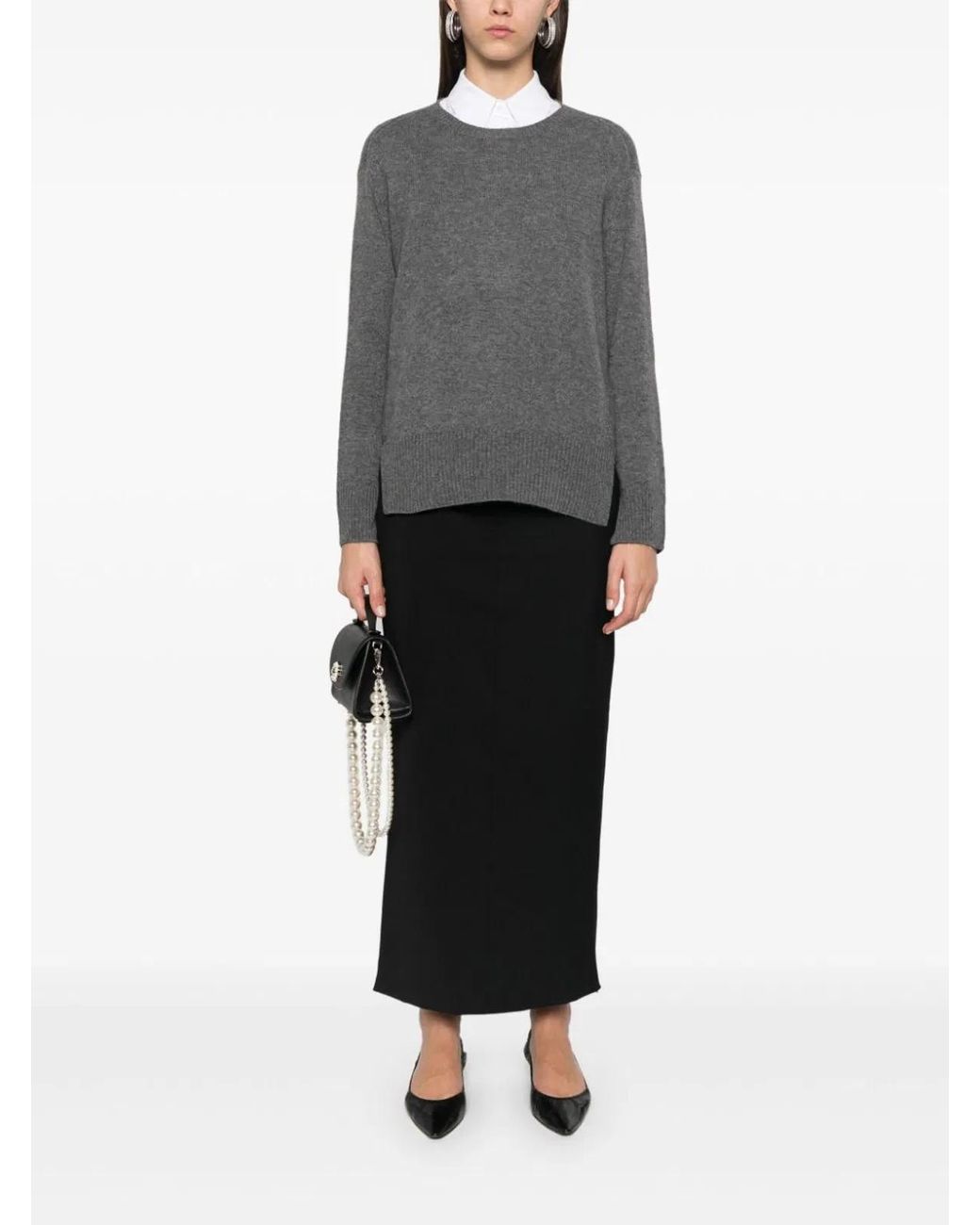Be You Gray Cashmere Crewneck Sweater