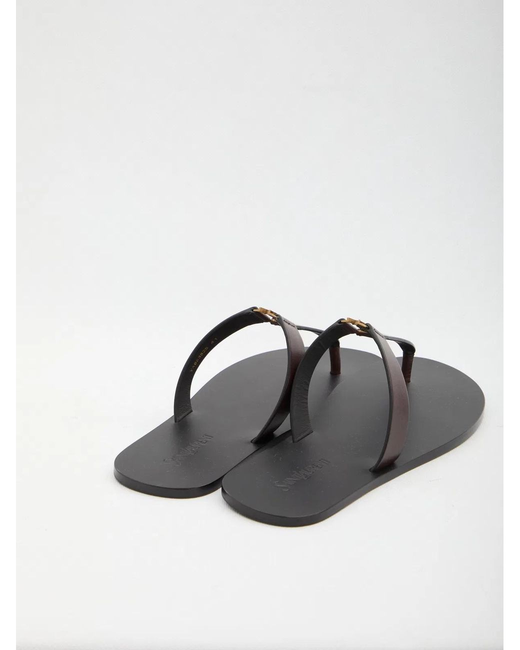 Saint Laurent Black Leather Flip-Flops for men