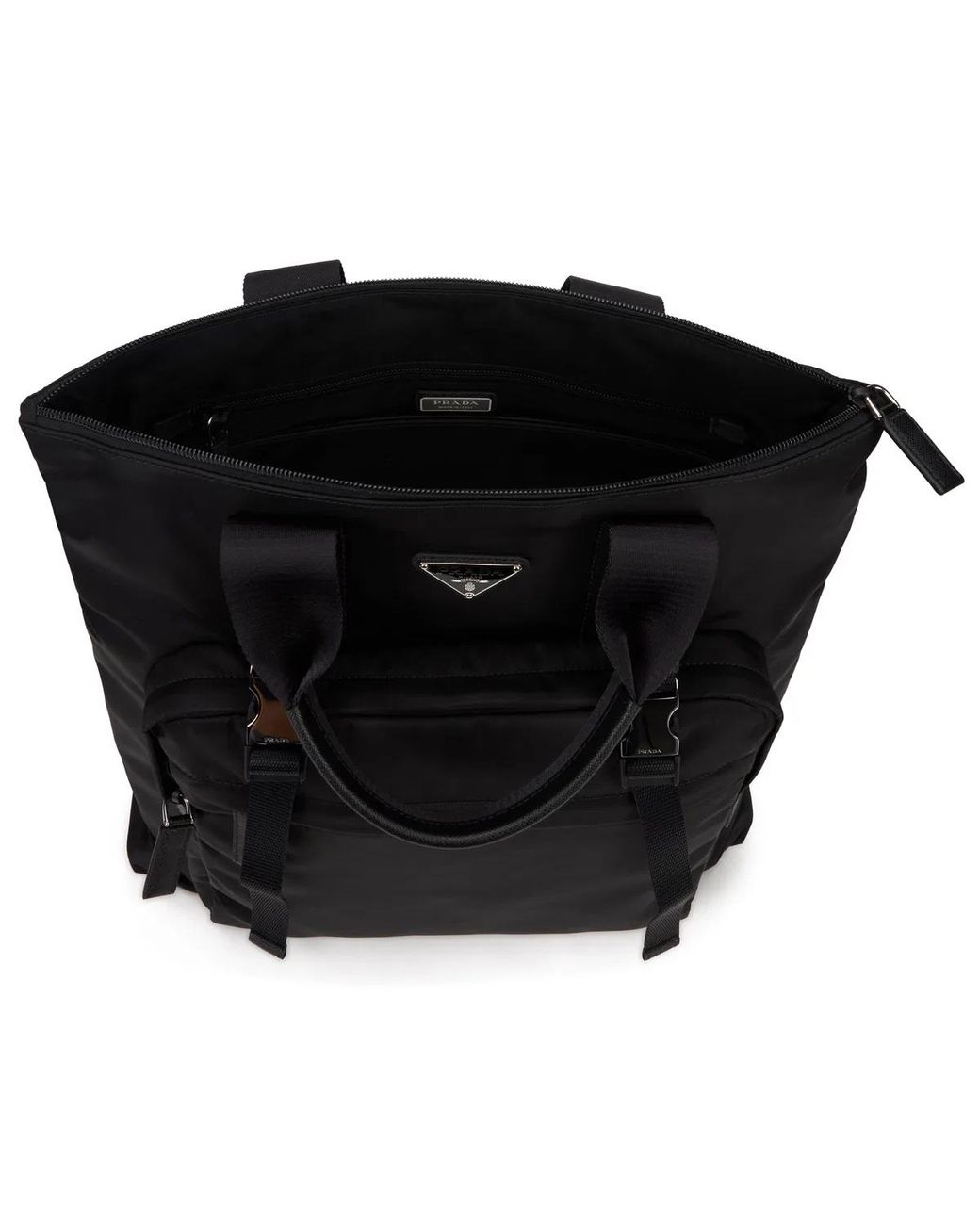 Prada Black Tote Bag Re-Nylon & Saffiano Leather, Polyamide for men