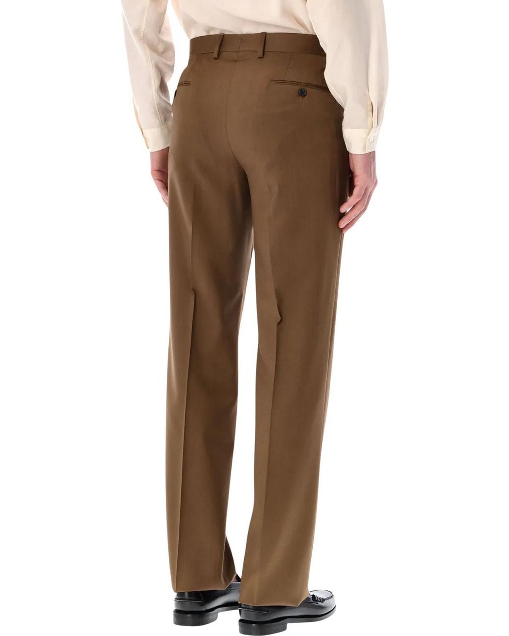 Lardini Brown Stretch Crepe Formal Trousers for men