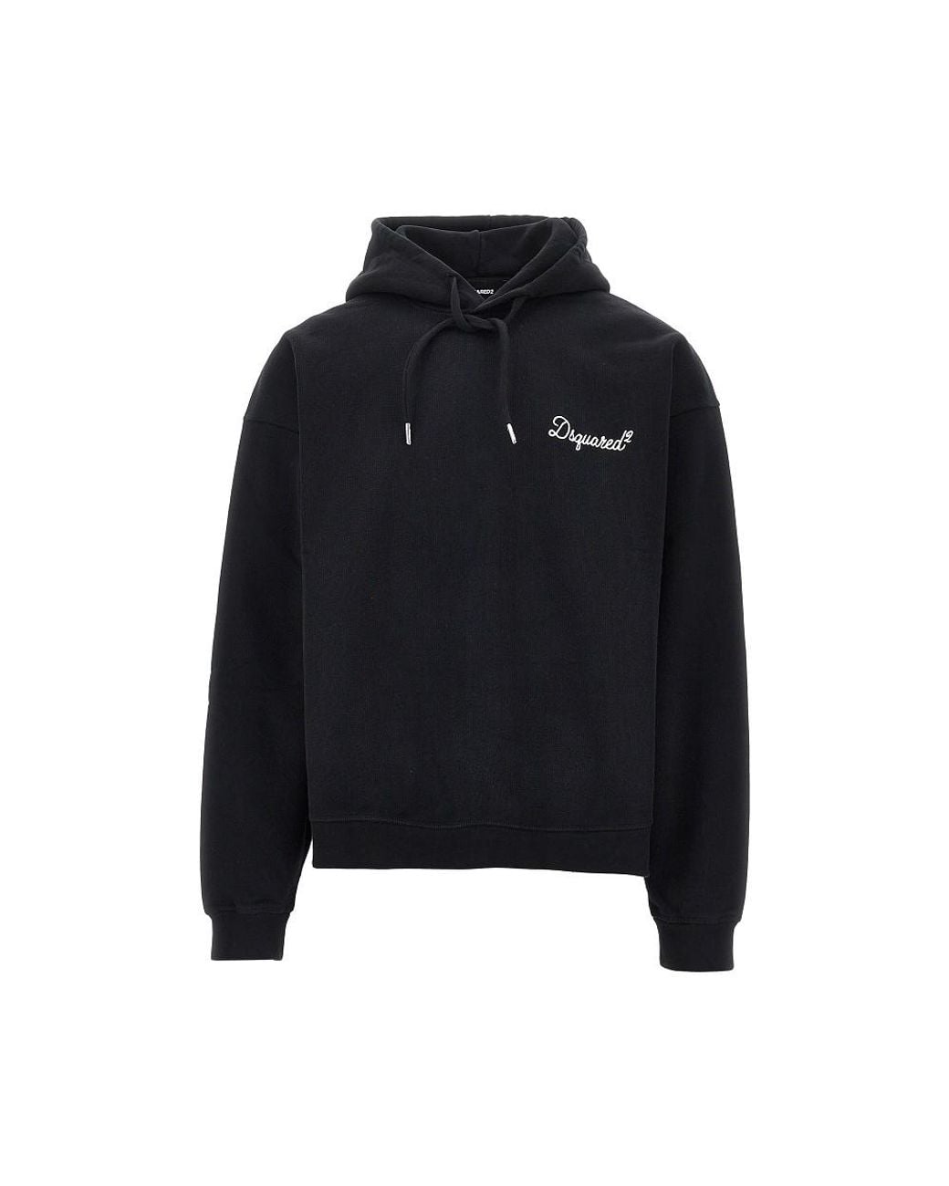 DSquared² Black Hoodie With Logo Embroidery for men