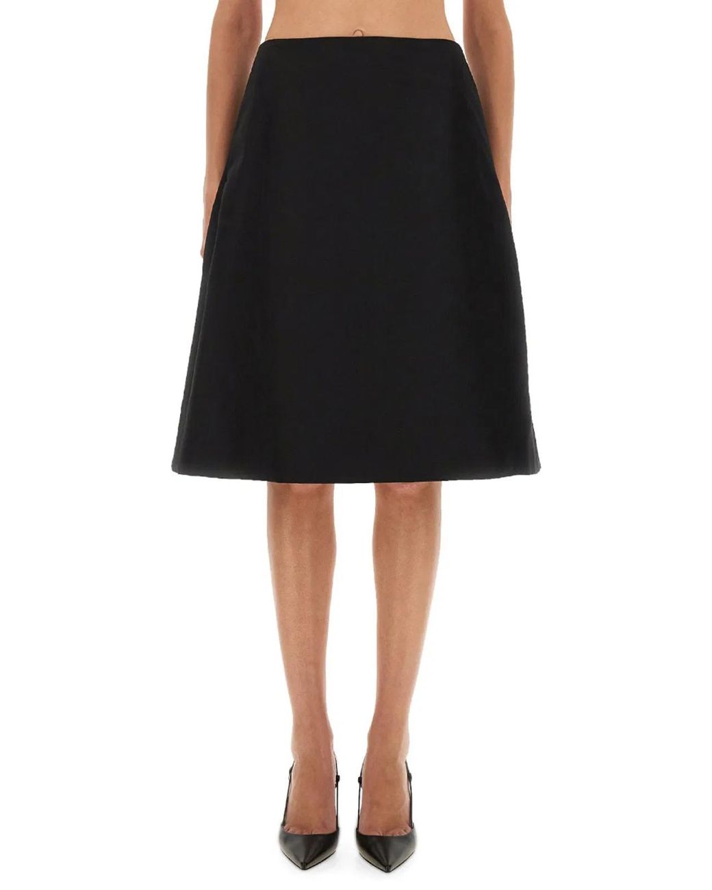 McQueen Black Flared Midi Skirt