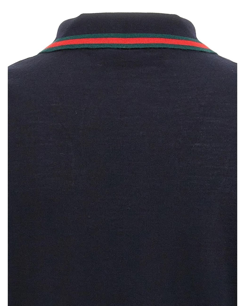 Gucci Blue Web Ribbon Polo Shirt for men