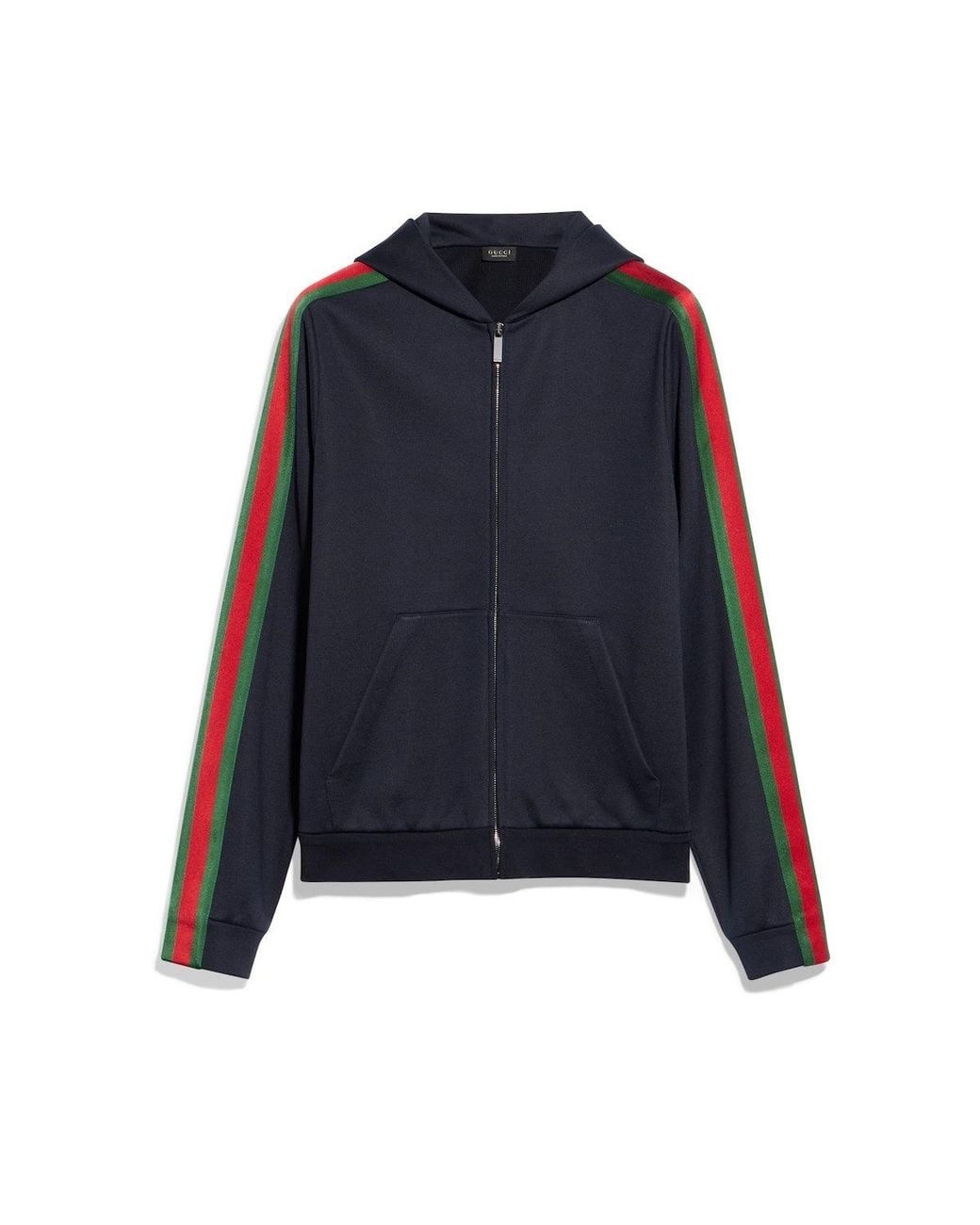 Gucci Blue Silk Cotton Jersey Zip Jacket With Web for men