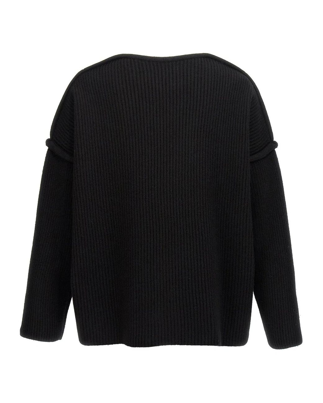 Jil Sander Black Geometric Neckline Sweater for men