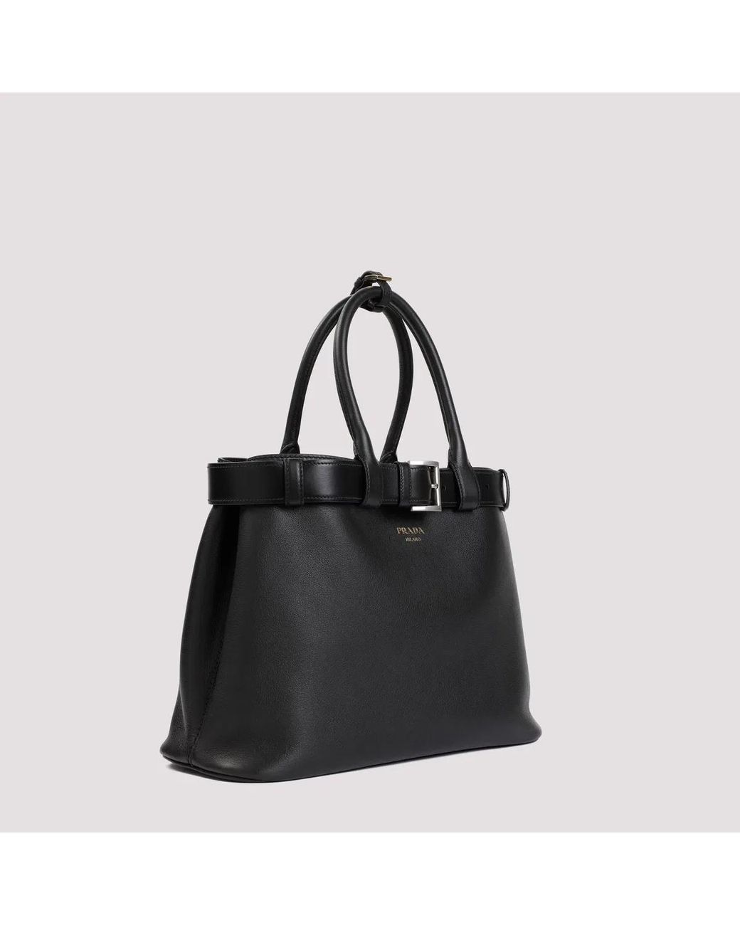 Prada Black Buckle Leather Bag