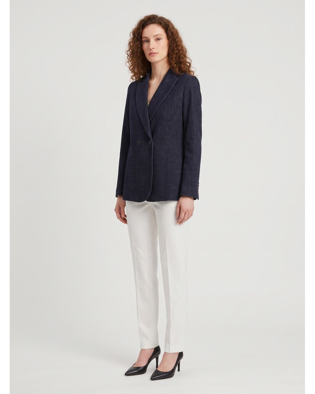 SUTTON NEW YORK Blue Velvet Double-Breasted Jacket