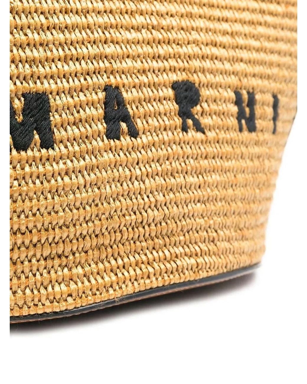Marni Brown Two-Tone Leather And Raffia Small Tropicalia Summer Handbag