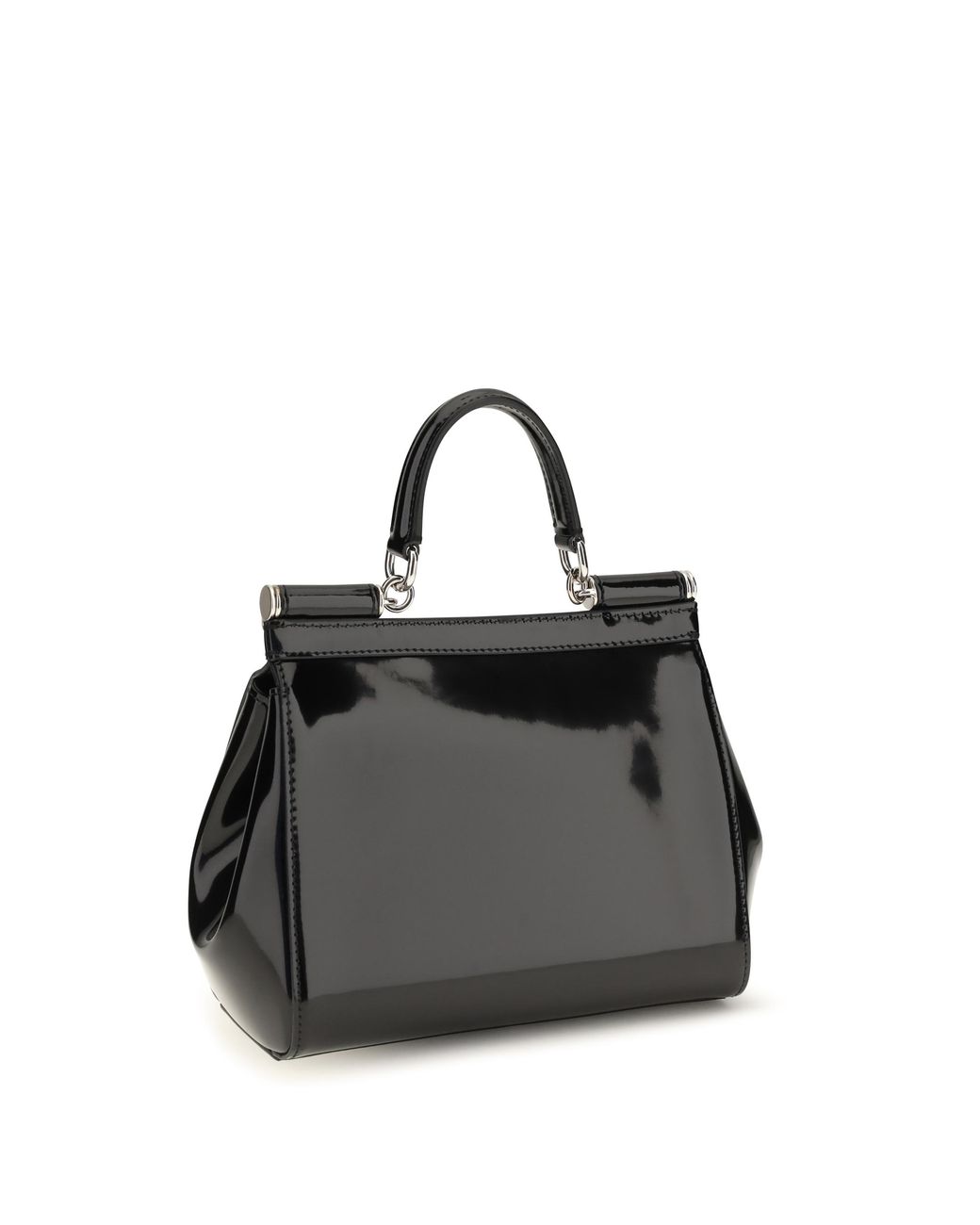 Dolce & Gabbana Black Dolce & Gabbana Small Sicily Glossy Calfskin Handbag