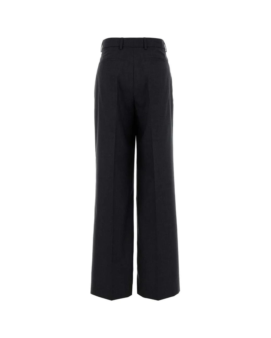 Gucci Black Charcoal Wool Wide-Leg Pant