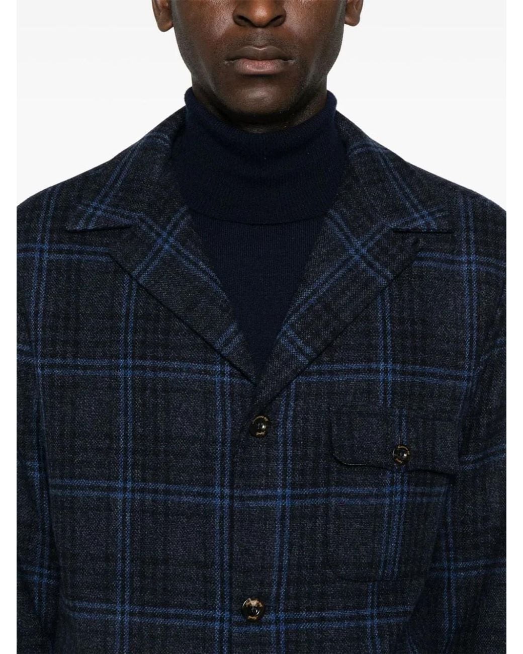 Finamore 1925 Blue Wool Single-Breasted Jacket for men