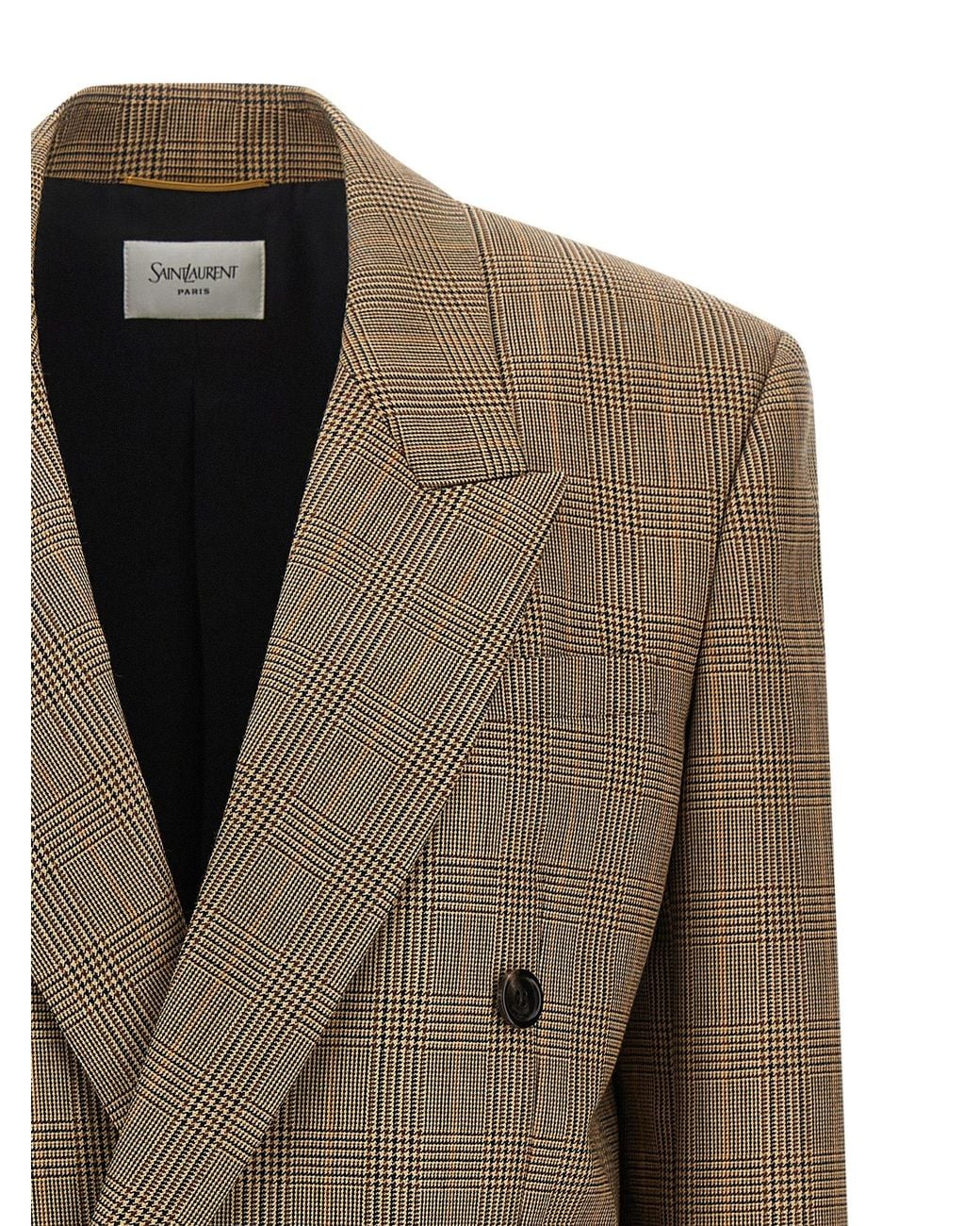 Saint Laurent Green Prince Of Wales Houndstooth Blazer