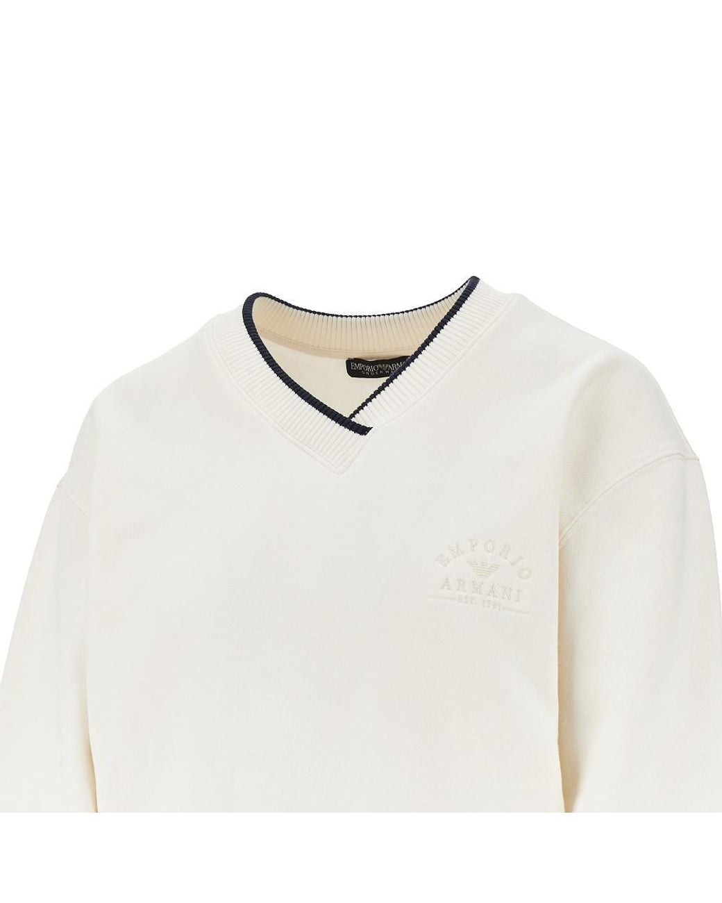 EA BODYWEAR White V-Neck Sweatshirt