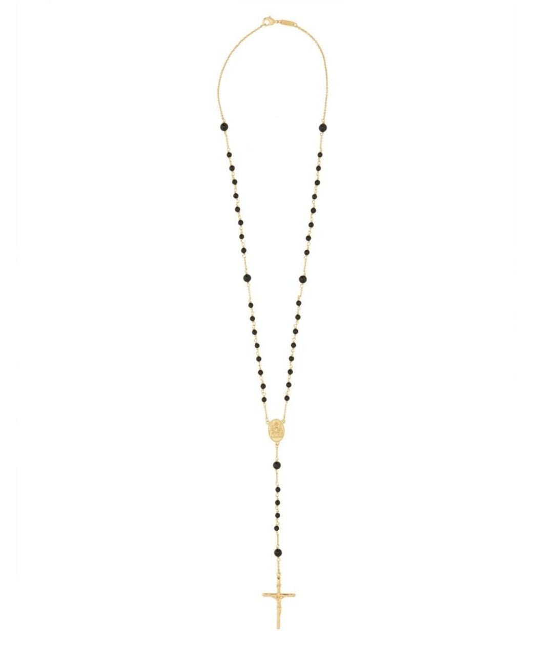 Dolce & Gabbana White Rosary Necklace Brass And Natural Stone Necklaces