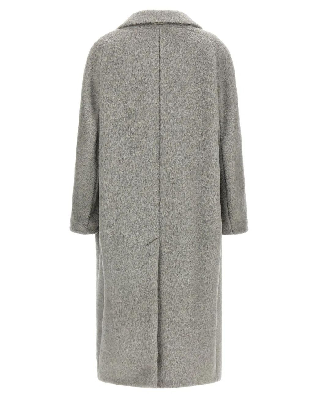 Max Mara Gray Alpaca Leather Coat