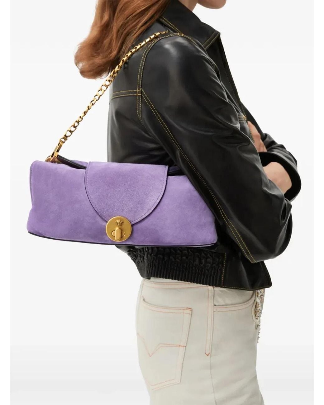 Versace Purple Clutch Calf Leather