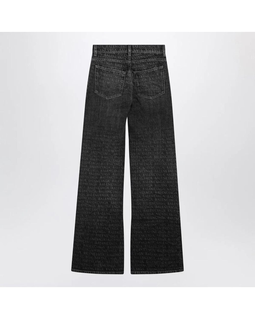 Balenciaga Gray Washed Jeans With Jacquard Logos
