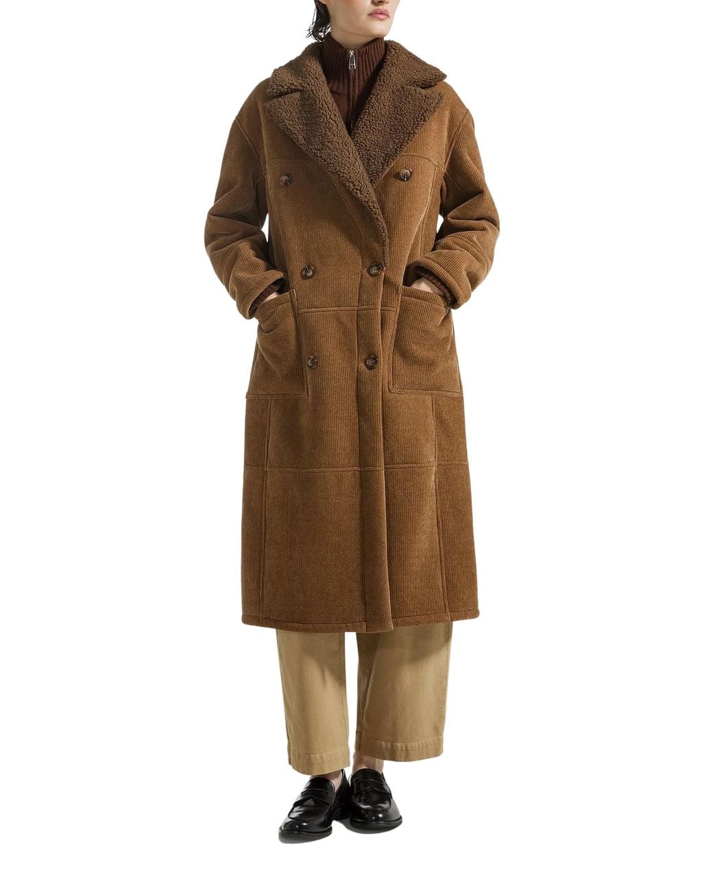 SEVENTY VENEZIA Natural Long Striped Velvet Coat