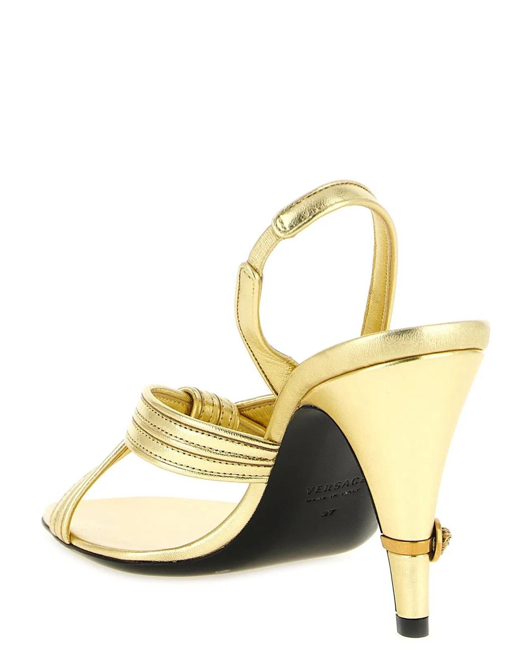 Versace Metallic Lamb Leather Stiletto Heel Sandals