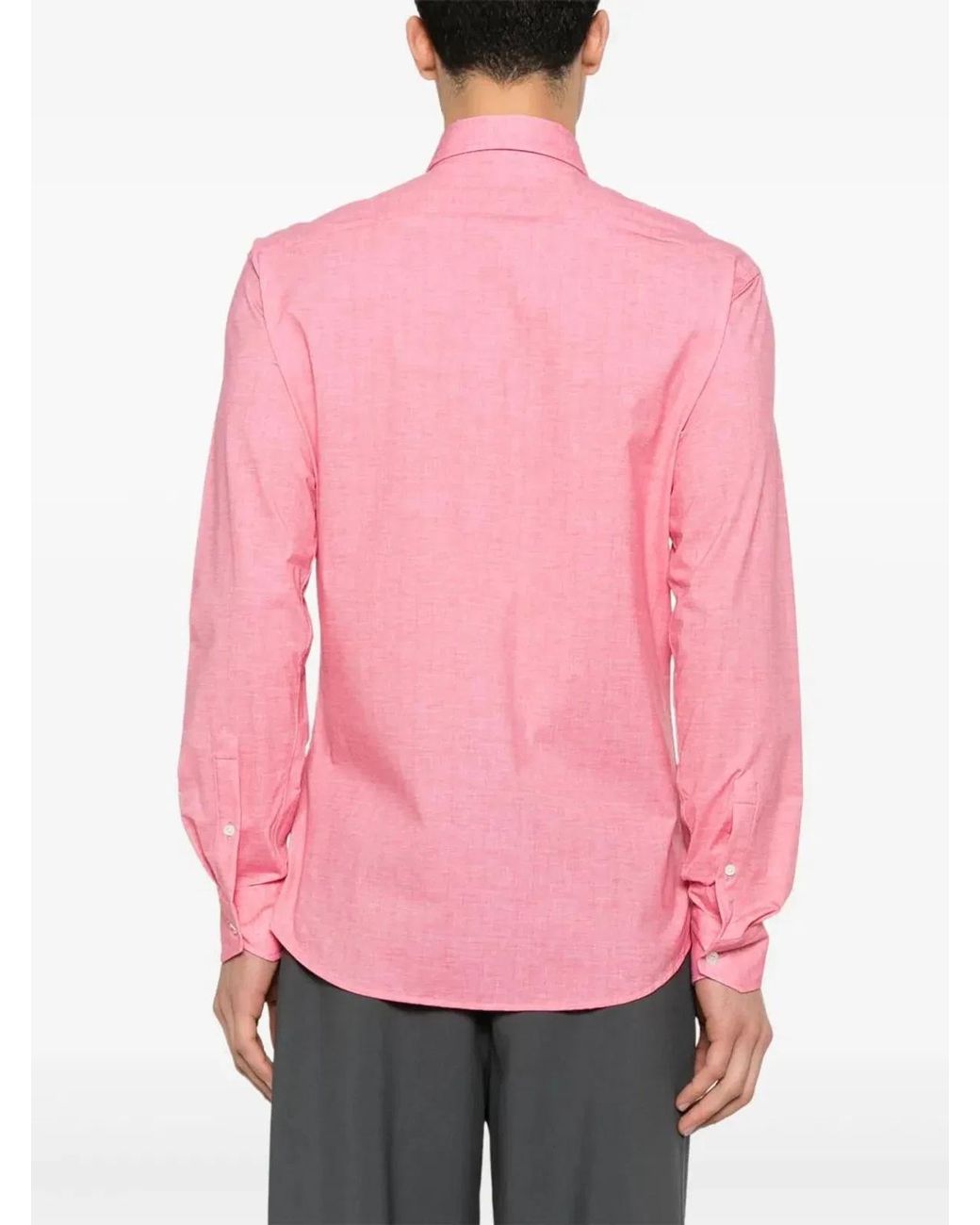 Traiano Milano Pink Cutaway Collar Shirt for men