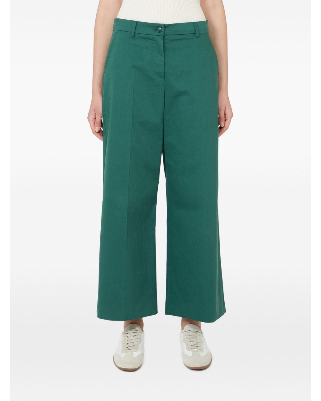 Weekend by Maxmara Green Pressed-Crease Wide-Leg Trousers