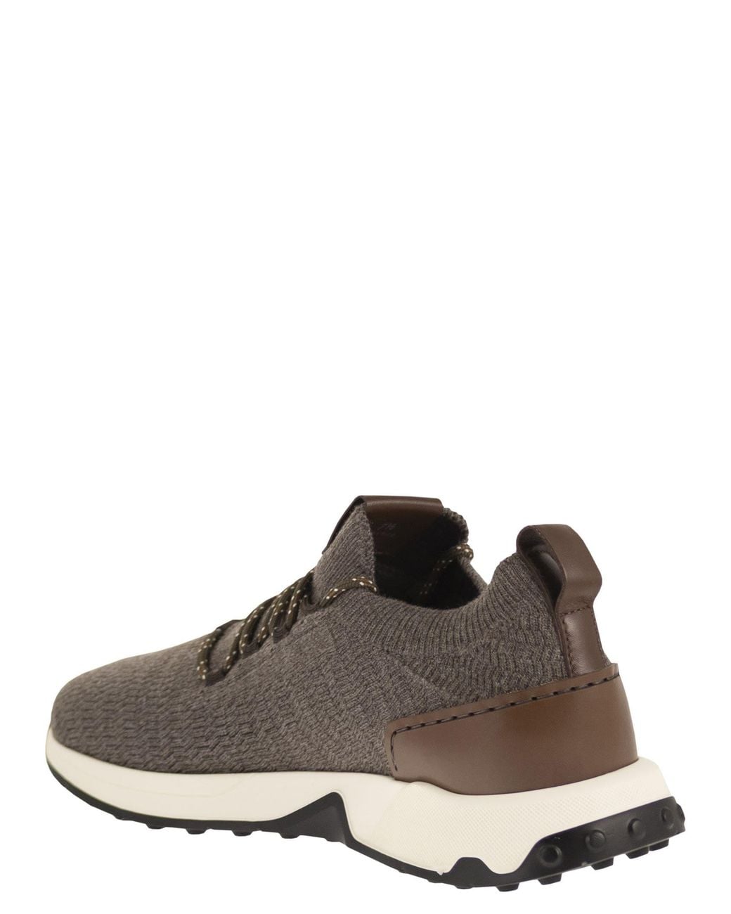 Tod's Brown Technical Fabric Sneakers With Leather Inserts for men