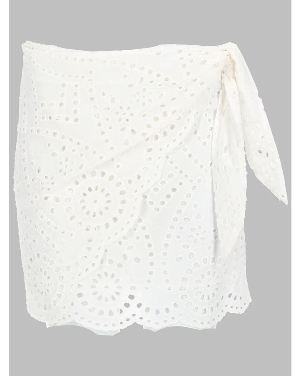 Mc2 Saint Barth White Embroidered Mini Skirt
