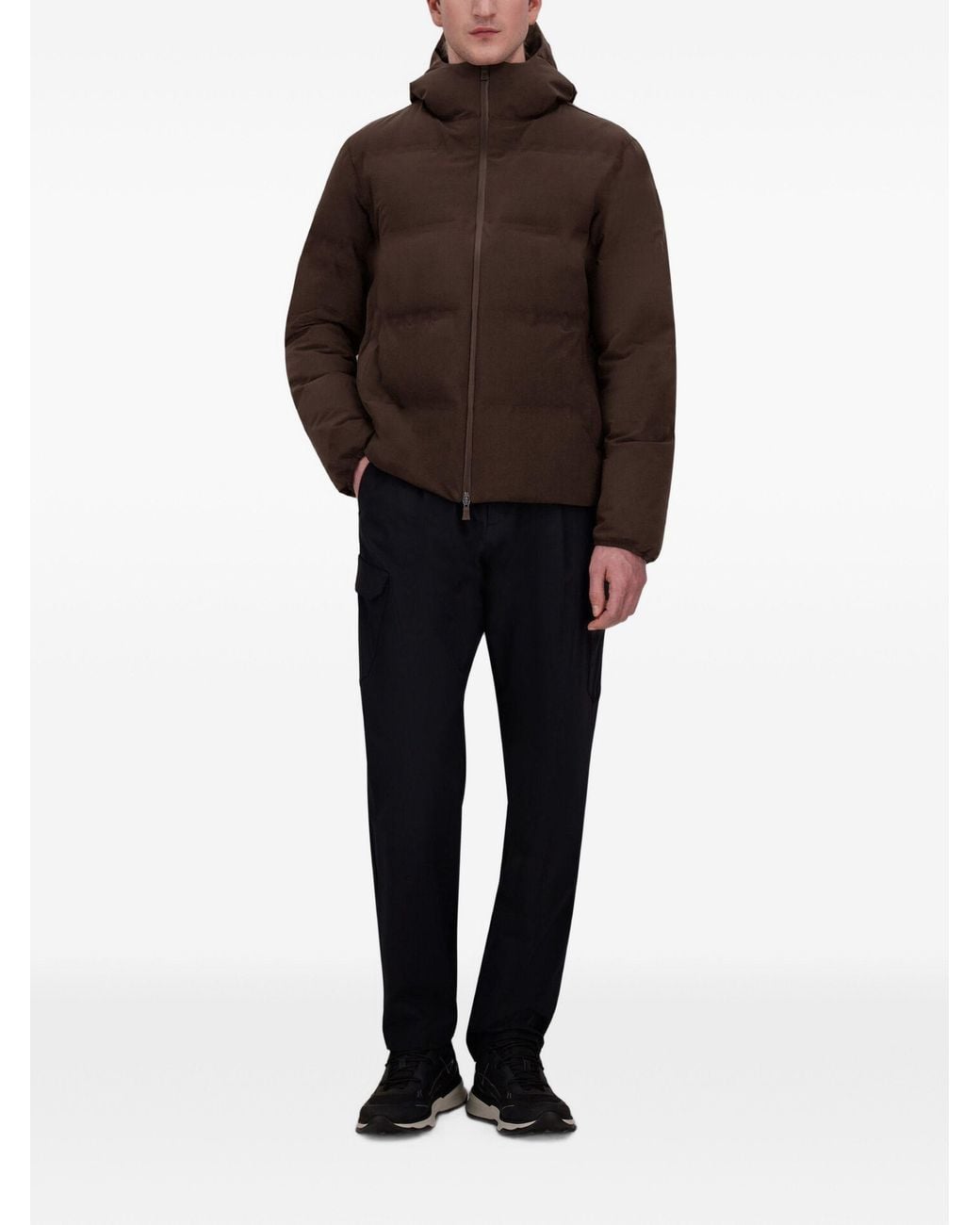 Herno Brown S Woven Half Coat for men