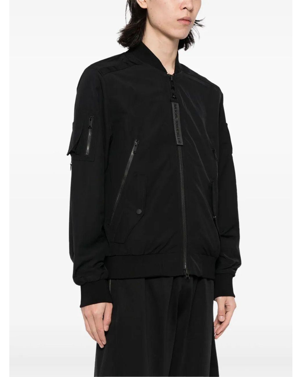 Moose Knuckles Black Courville Logo Bomber Jacket for men