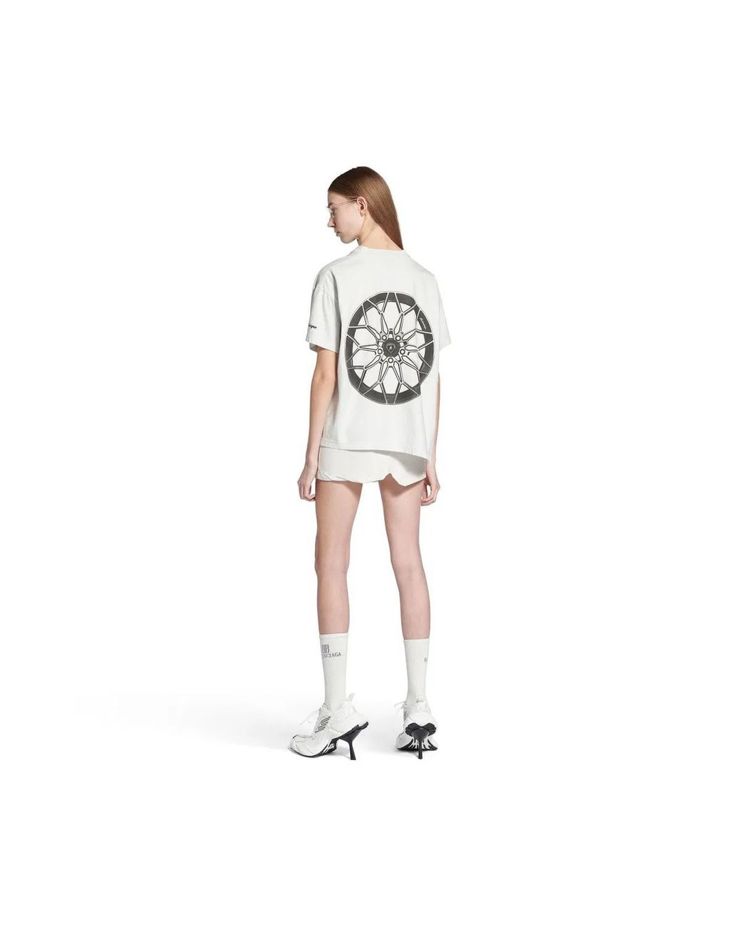 Balenciaga White Lamborghini Oversized Printed Cotton-Jersey T-Shirt for men