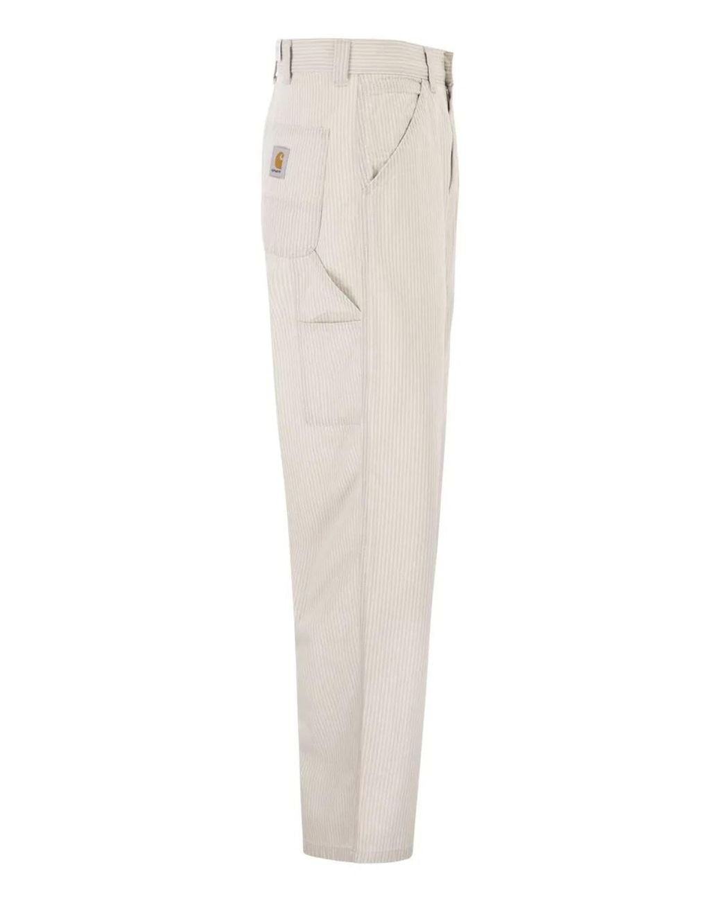 Carhartt White Striped Cotton Trousers