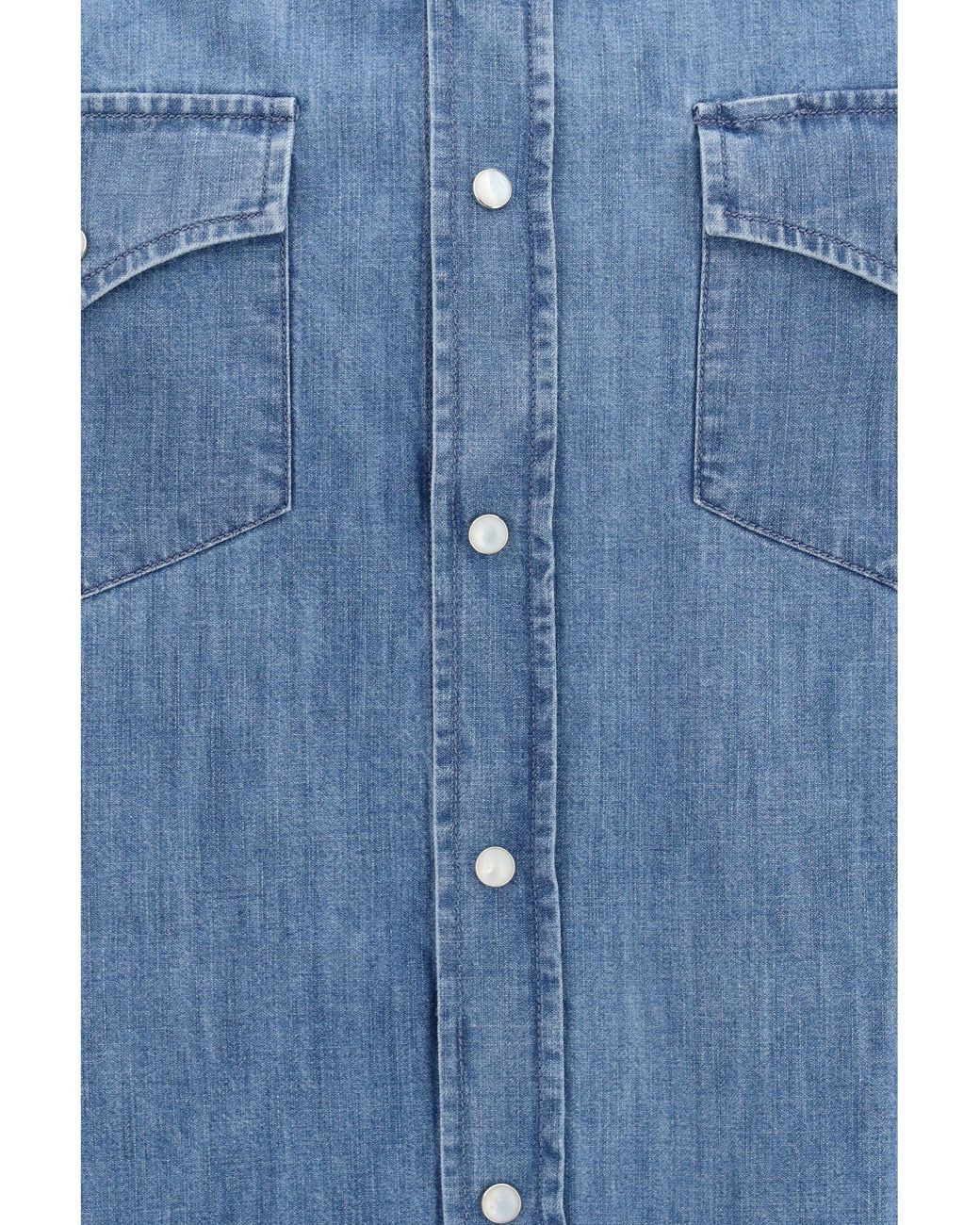 Brunello Cucinelli Blue Easy Fit Lightweight Denim Shirt for men