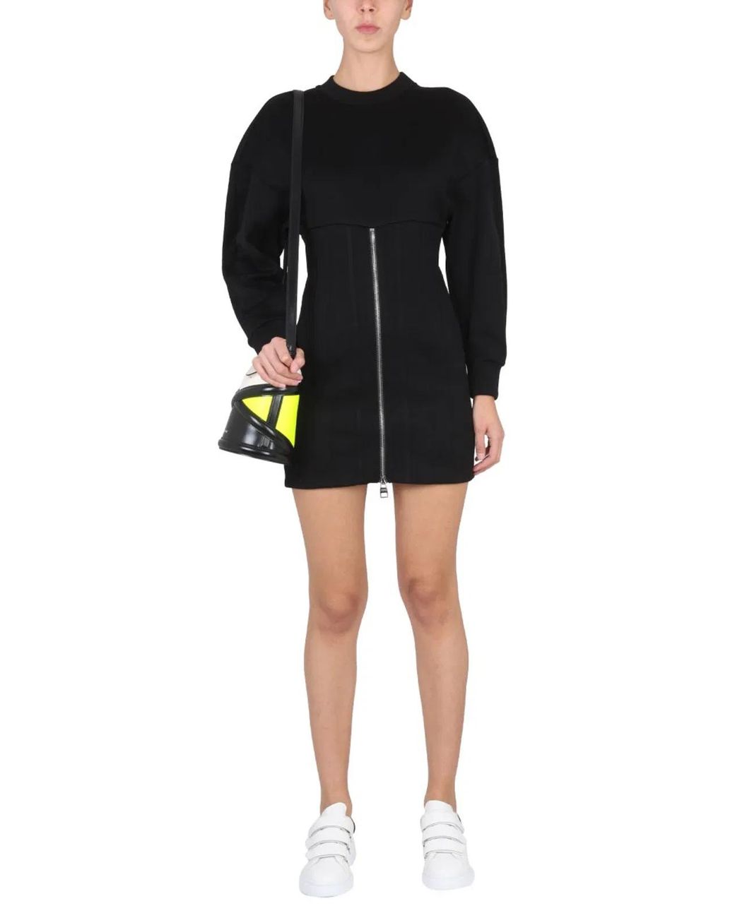 McQueen Black Mini Dress With Cocoon Sleeves