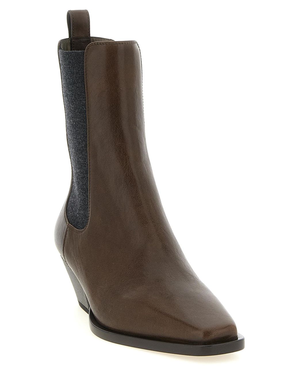 Brunello Cucinelli Brown 'Precious Heel' Ankle Boots