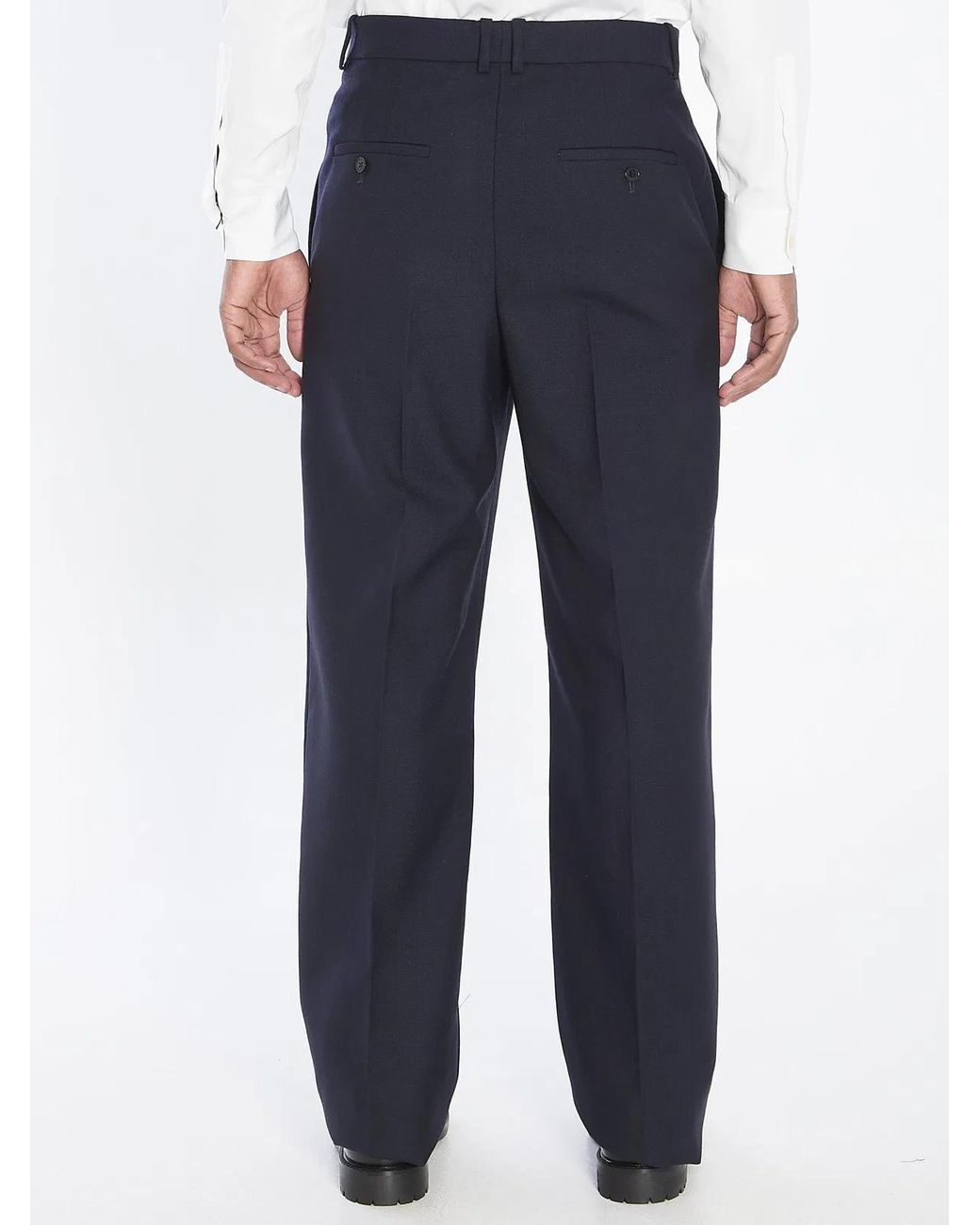 Saint Laurent Blue Chinã Wool Trousers for men