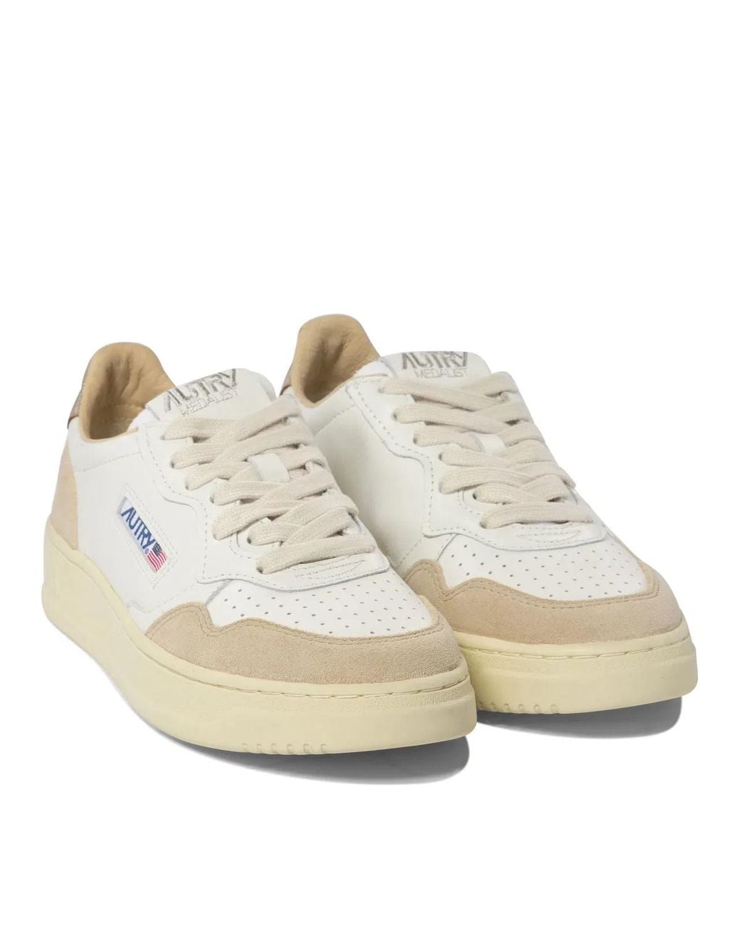 Autry White "Medalist Low" Sneakers