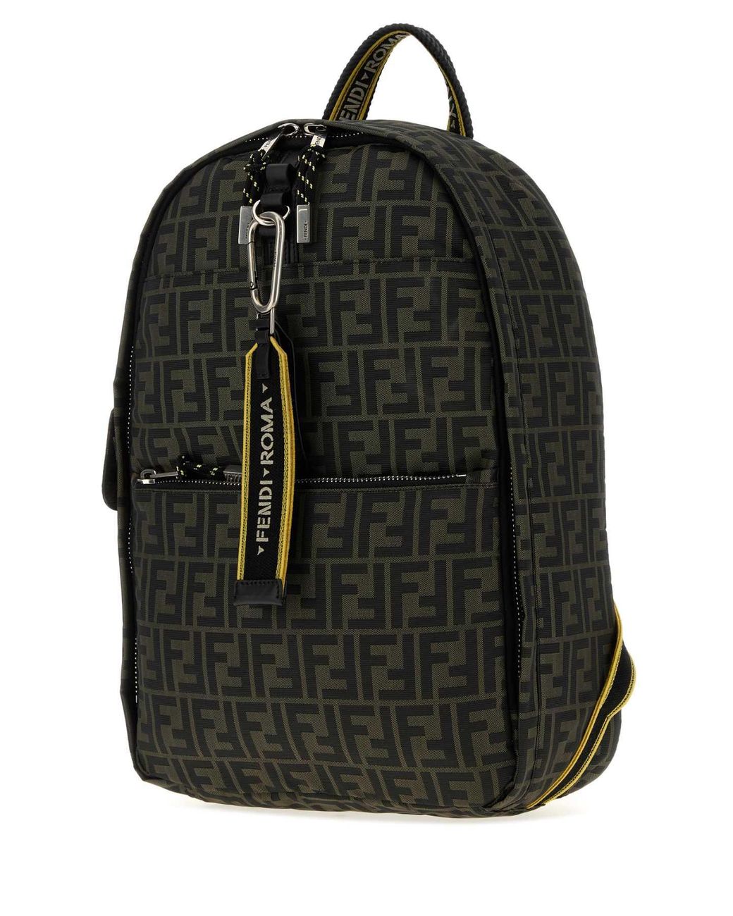 Fendi Black Embroidered Fabric Backbag for men