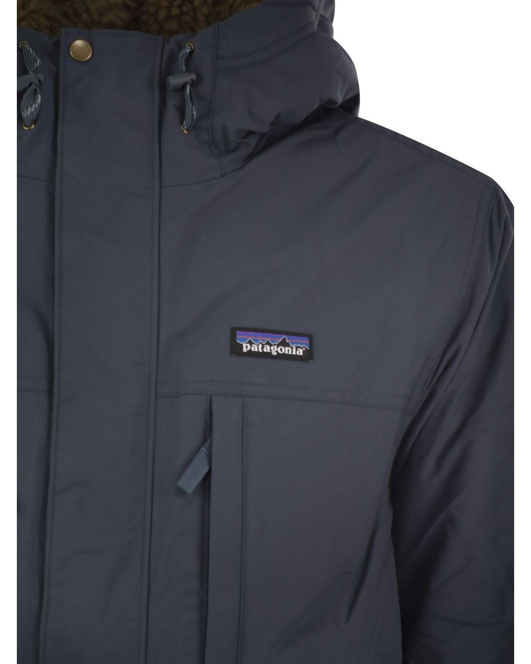Patagonia Blue Recycled Nylon Hooded Insulated Parka for men