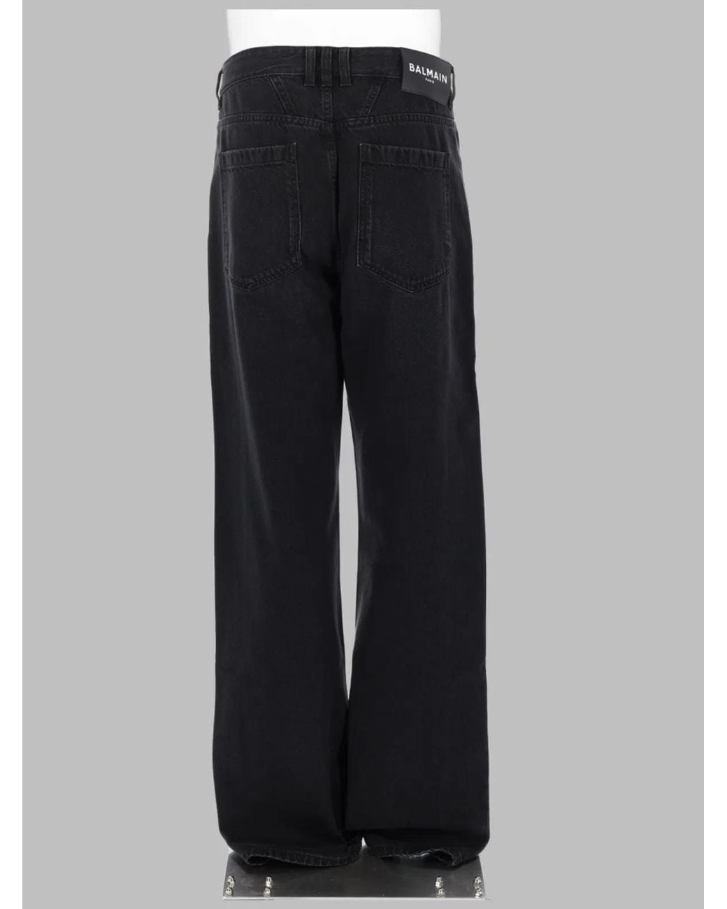 Balmain Black Jeans Wide Fit Cotton for men