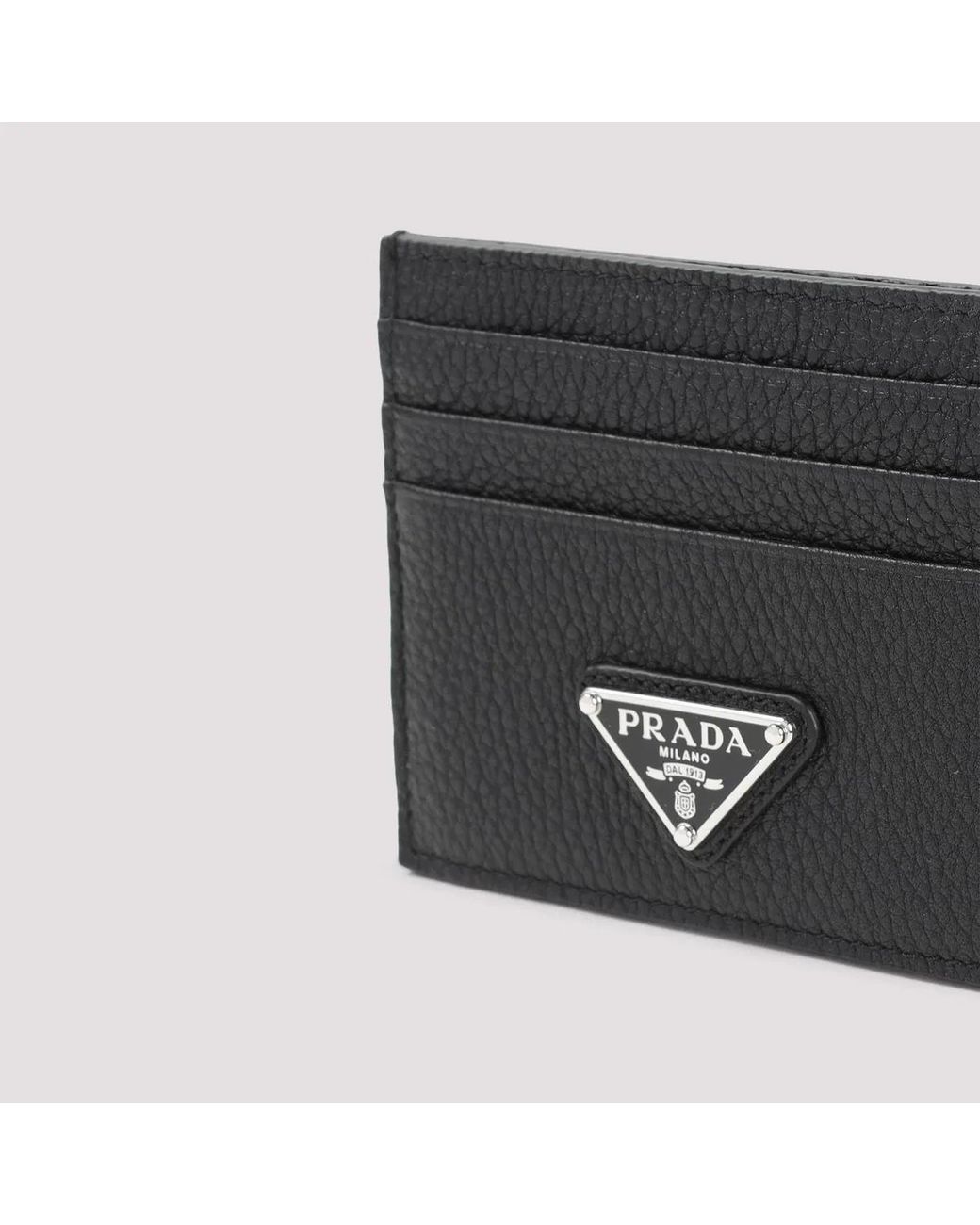 Prada Black Mini Leather Cardholder for men