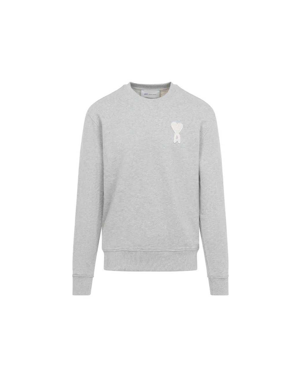 AMI Gray Classic Fit Crewneck Sweater For for men
