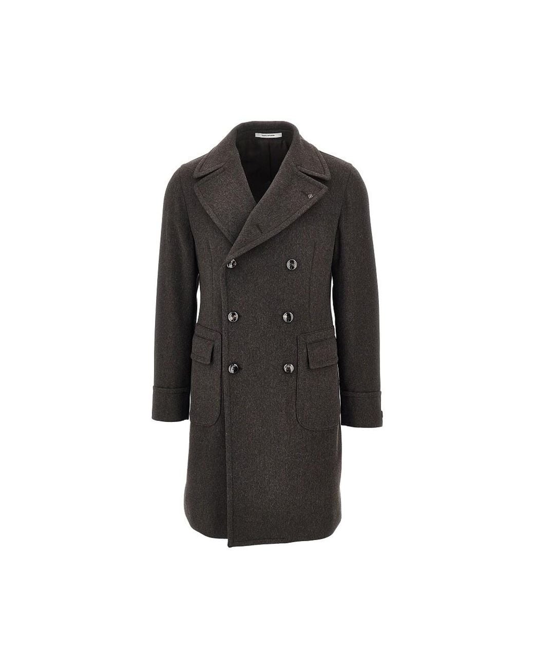 Tagliatore Black Carlo Double-Breasted Wool Coat for men