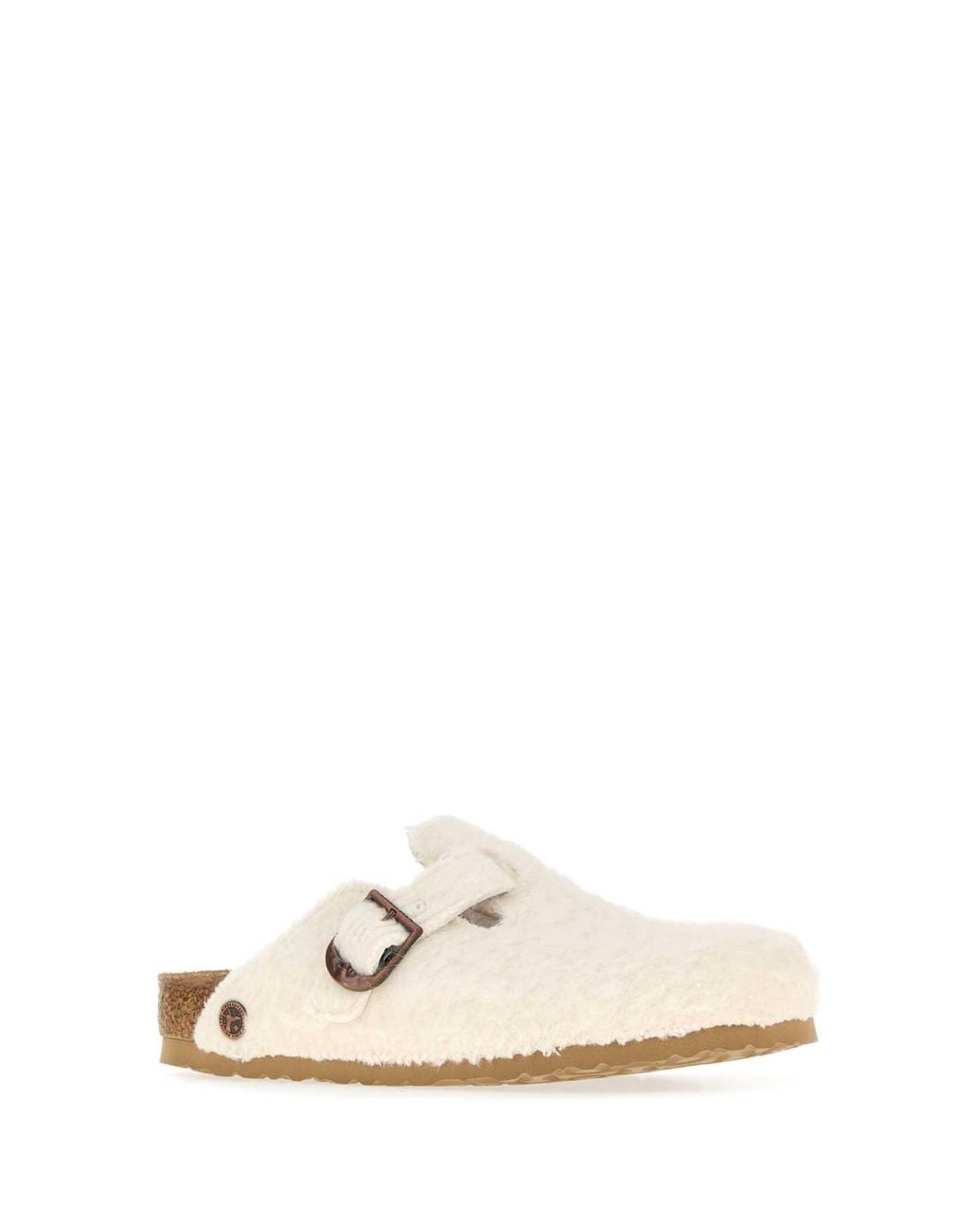 Birkenstock White Wool Boston Slippers Mini