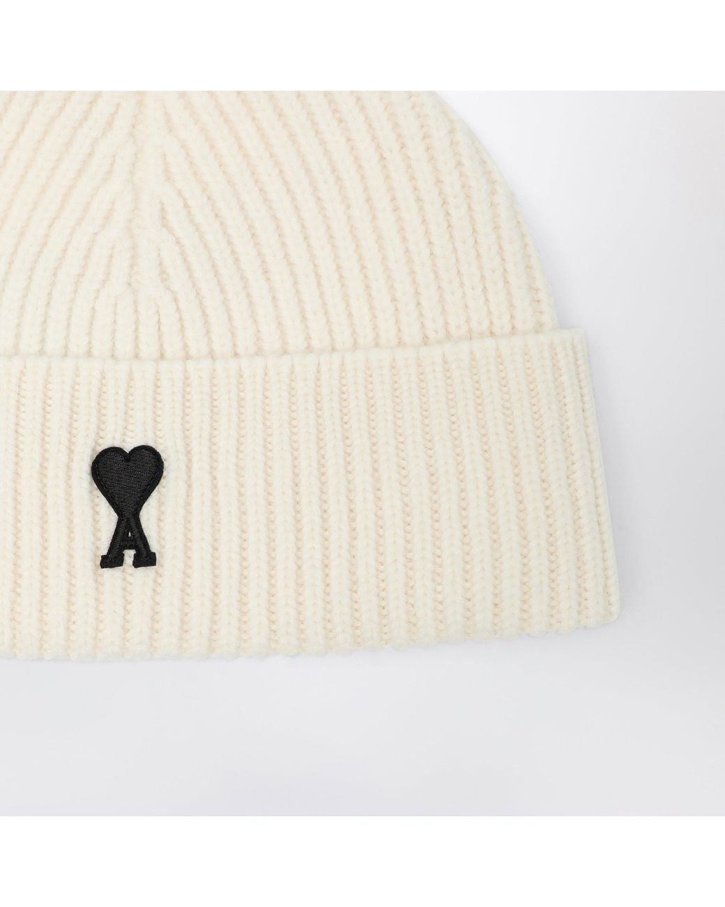 AMI Natural Wool Ami De Coeur Beanie for men