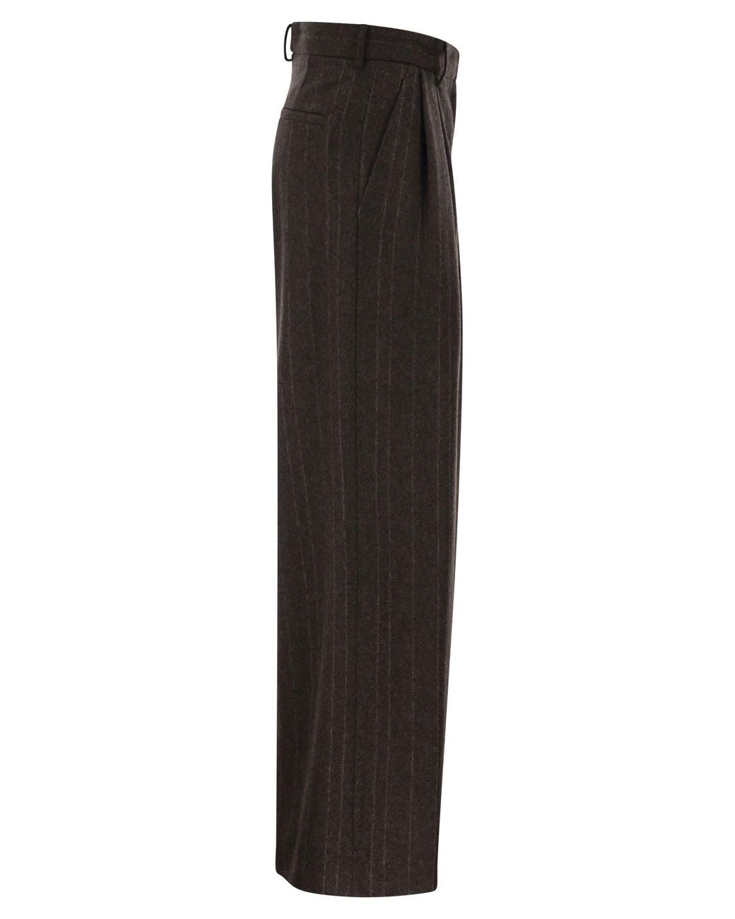 Antonelli Black Wide-Leg Pinstripe Trousers