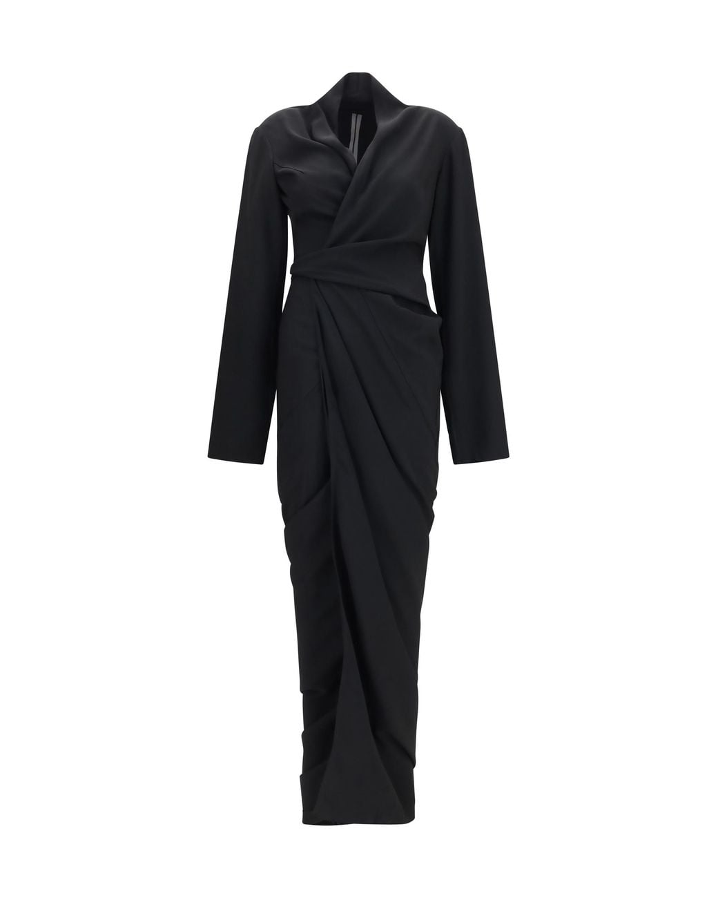 Rick Owens Black Dress Draped Wrap