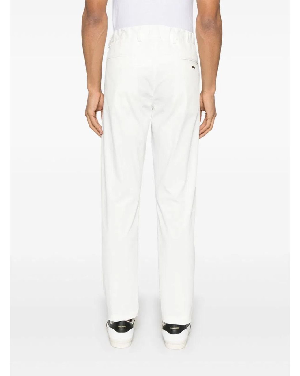 Herno White Cotton Trousers for men